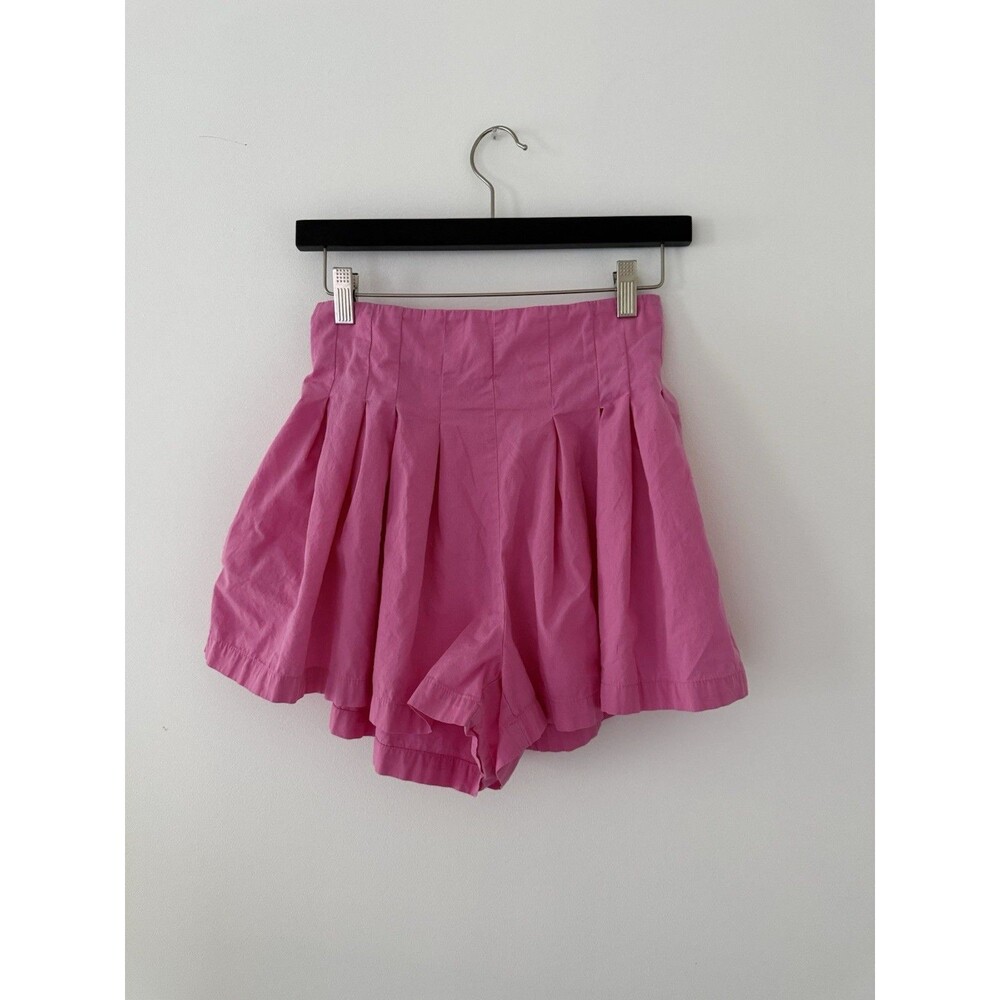 βΏ Free People Pink Skort Pleated High Rise Mini Skirt Shorts Size S